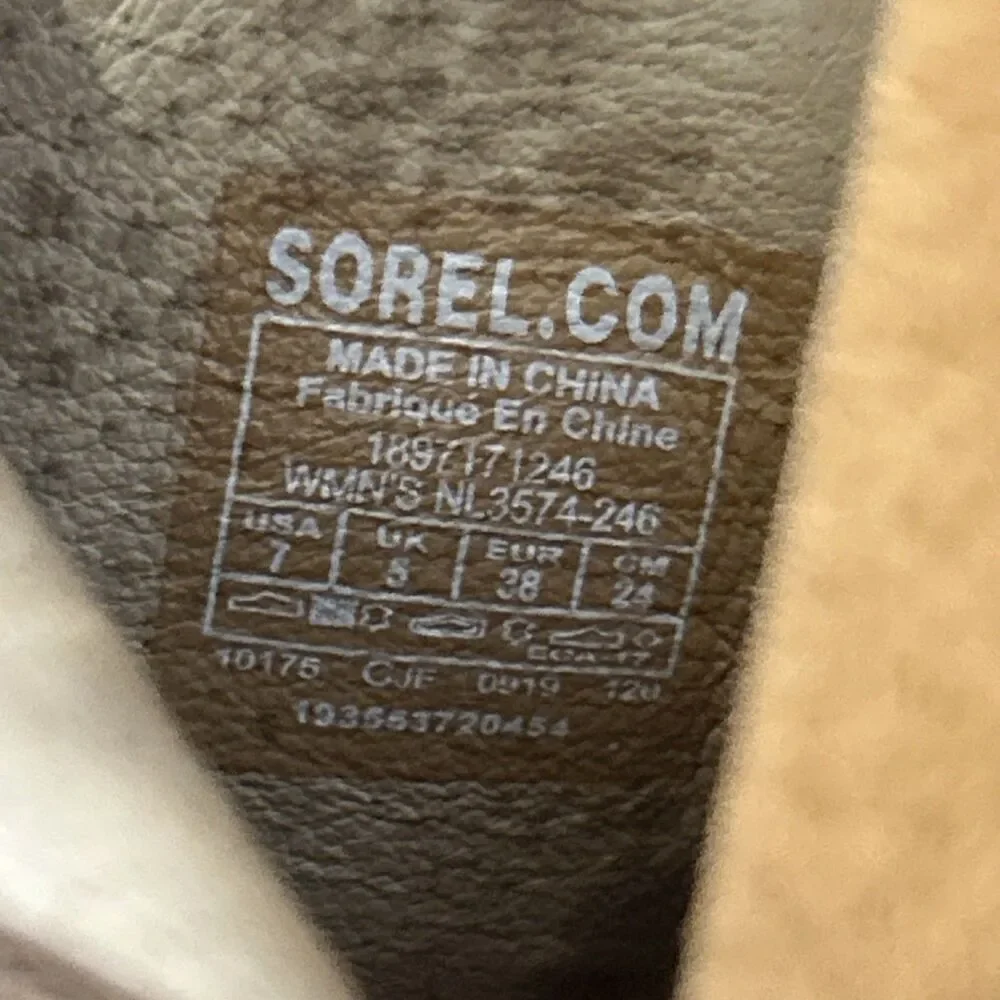 Sorel Nadia Ankle Booties Womens 7 Stacked Block Heel Peep Toe Leather Beige